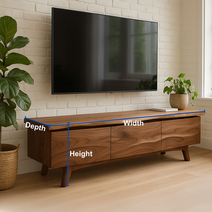 Handcrafted Solid Wood Live Edge TV Stand – Modern Organic Media Console for Living Room Kitchnce