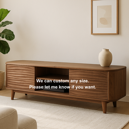 Handcrafted Solid Wood Curved Edge TV Stand – Modern Organic Media Console Kitchnce