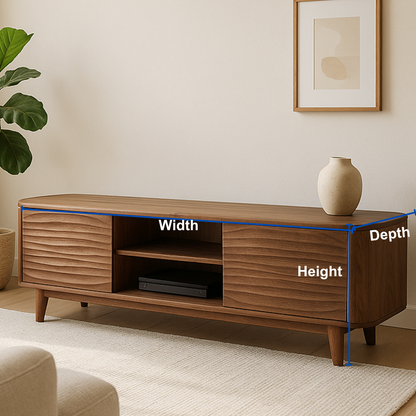 Handcrafted Solid Wood Curved Edge TV Stand – Modern Organic Media Console Kitchnce