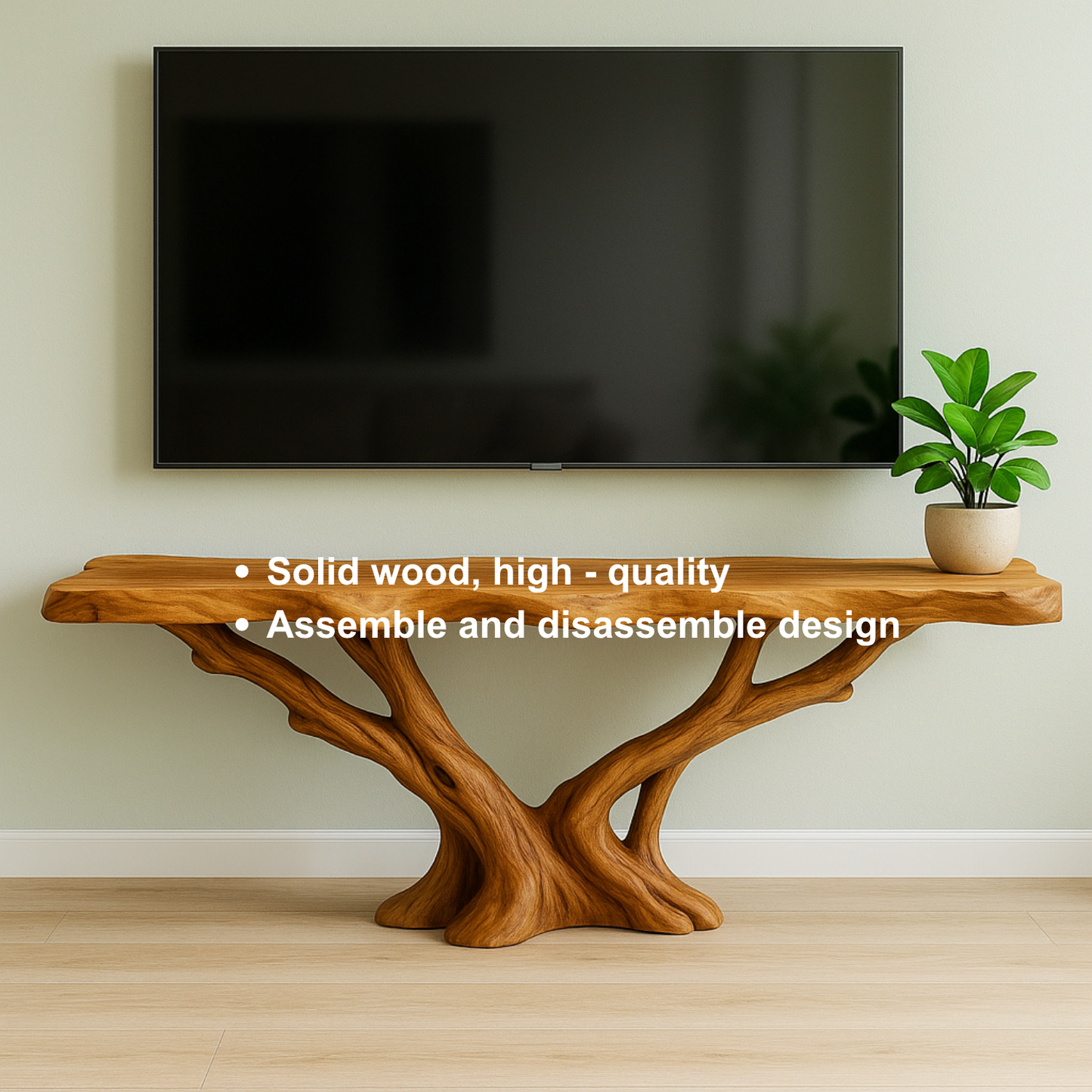 Handcrafted Solid Wood TV Stand/ Console Table – Organic Sculptural Branch Flow Design Kitchnce