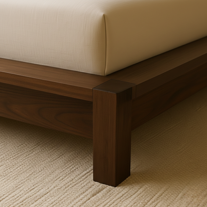 Handcrafted Solid Wood Bed Frame with Organic Live Edge Headboard – Modern Minimalist Design Kitchnce