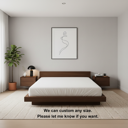 Handcrafted Solid Wood Platform Bed with Minimalist Headboard for Modern Bedrooms Kitchnce