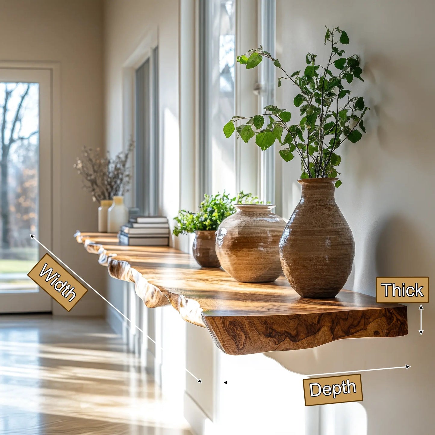 Darmion Live Edge Solid Wood Floating Shelf SPA302356 Kitchnce