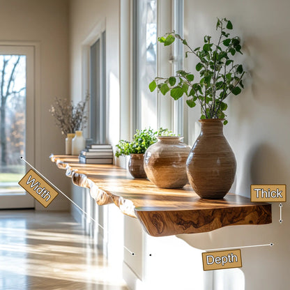 Darmion Live Edge Solid Wood Floating Shelf SPA302356 Kitchnce
