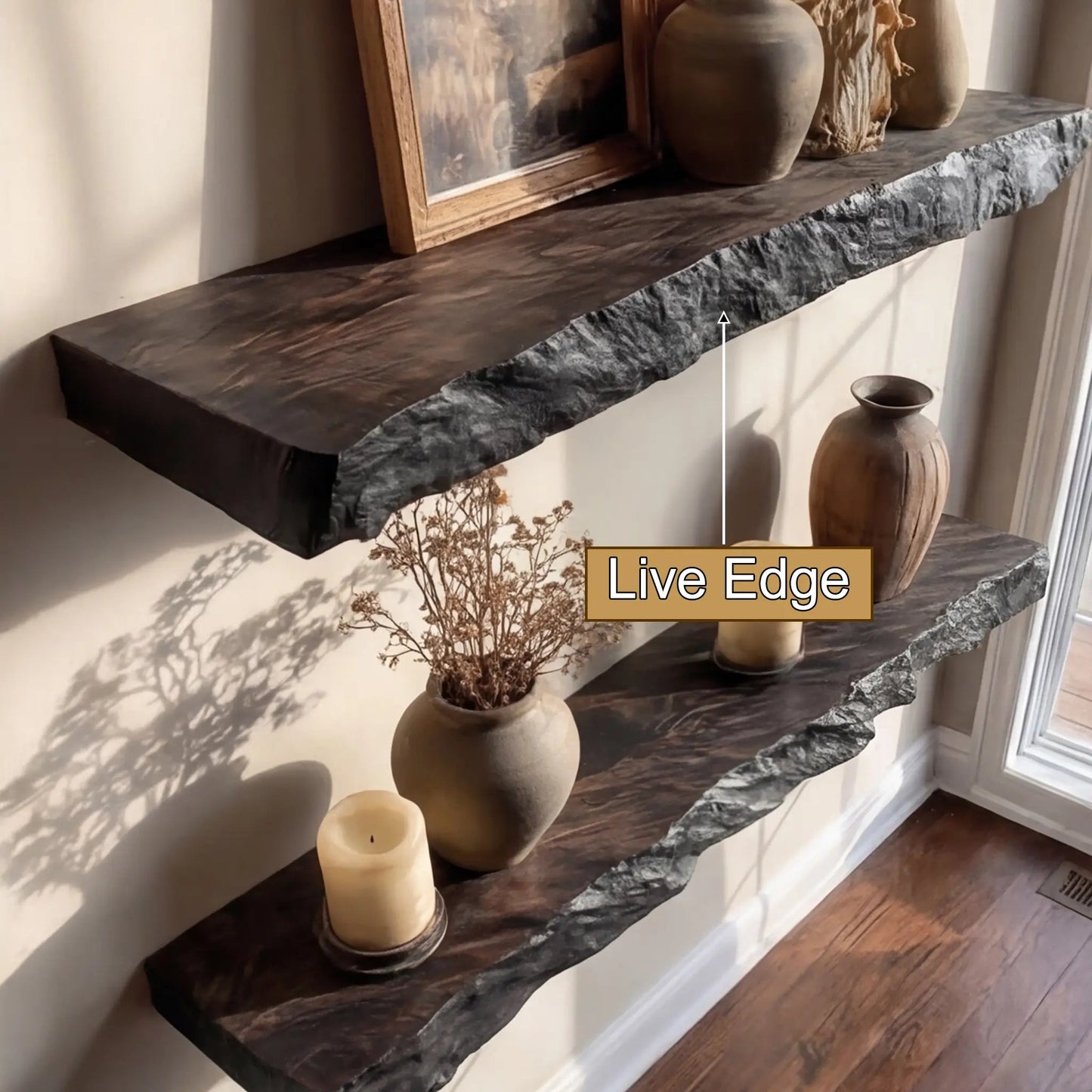 Darmore Handcrafted Solid Wood Floating Shelf SPA635210 Kitchnce