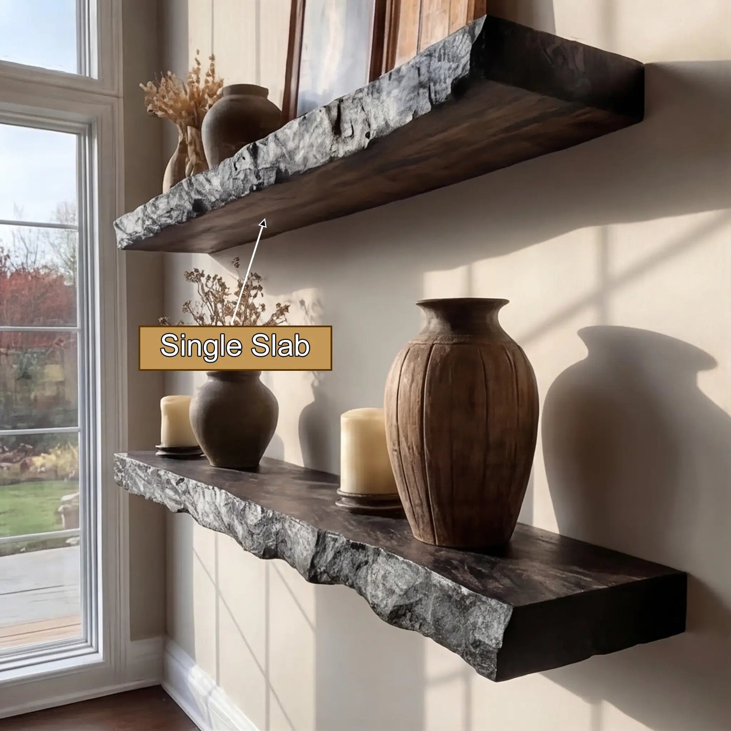 Darmore Handcrafted Solid Wood Floating Shelf SPA635210 Kitchnce