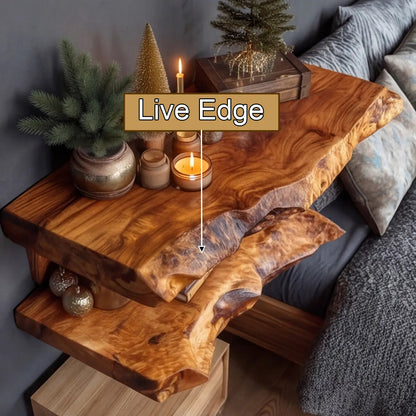 Dovren Live Edge Solid Wood Floating Shelf SPA243678 Kitchnce