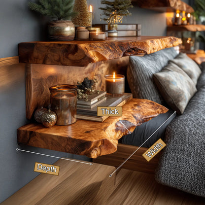 Dovren Live Edge Solid Wood Floating Shelf SPA243678 Kitchnce