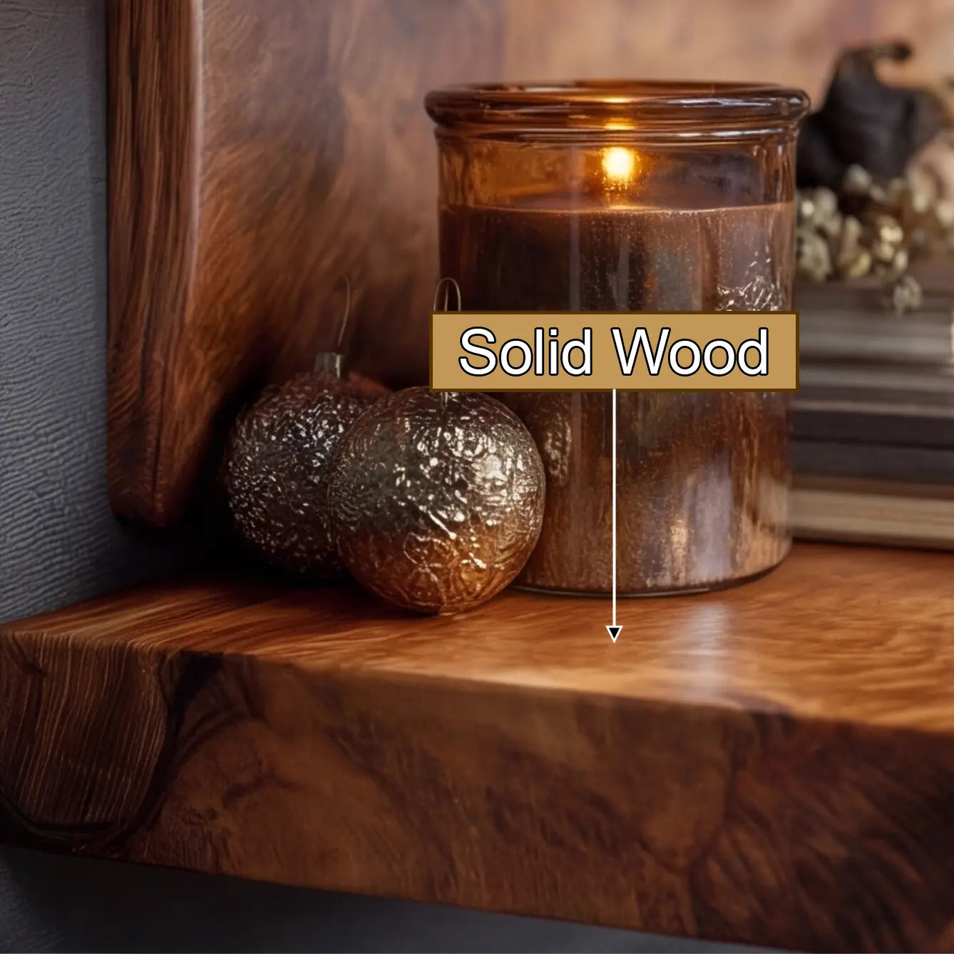 Dovren Live Edge Solid Wood Floating Shelf SPA243678 Kitchnce