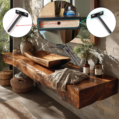 Dravelle Live Edge Solid Wood Floating Bathroom Vanity SPA789521 Kitchnce