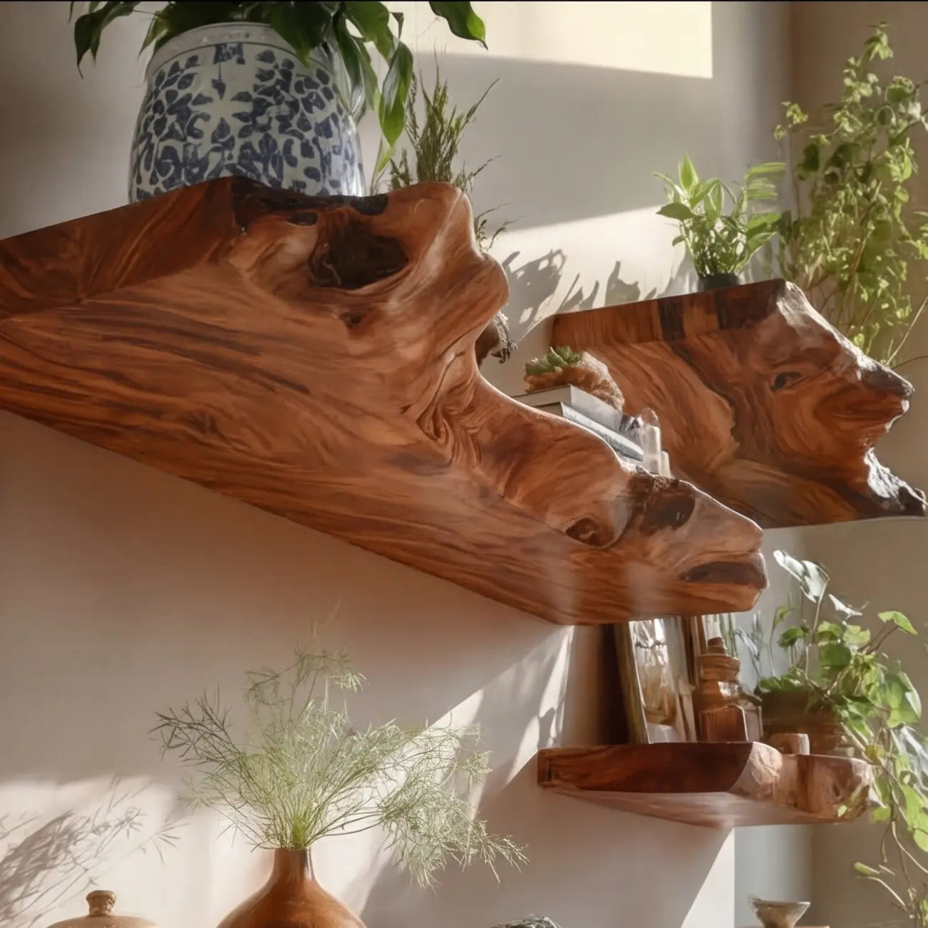 Dravik Live Edge Solid Wood Floating Shelf SPA300692 Kitchnce
