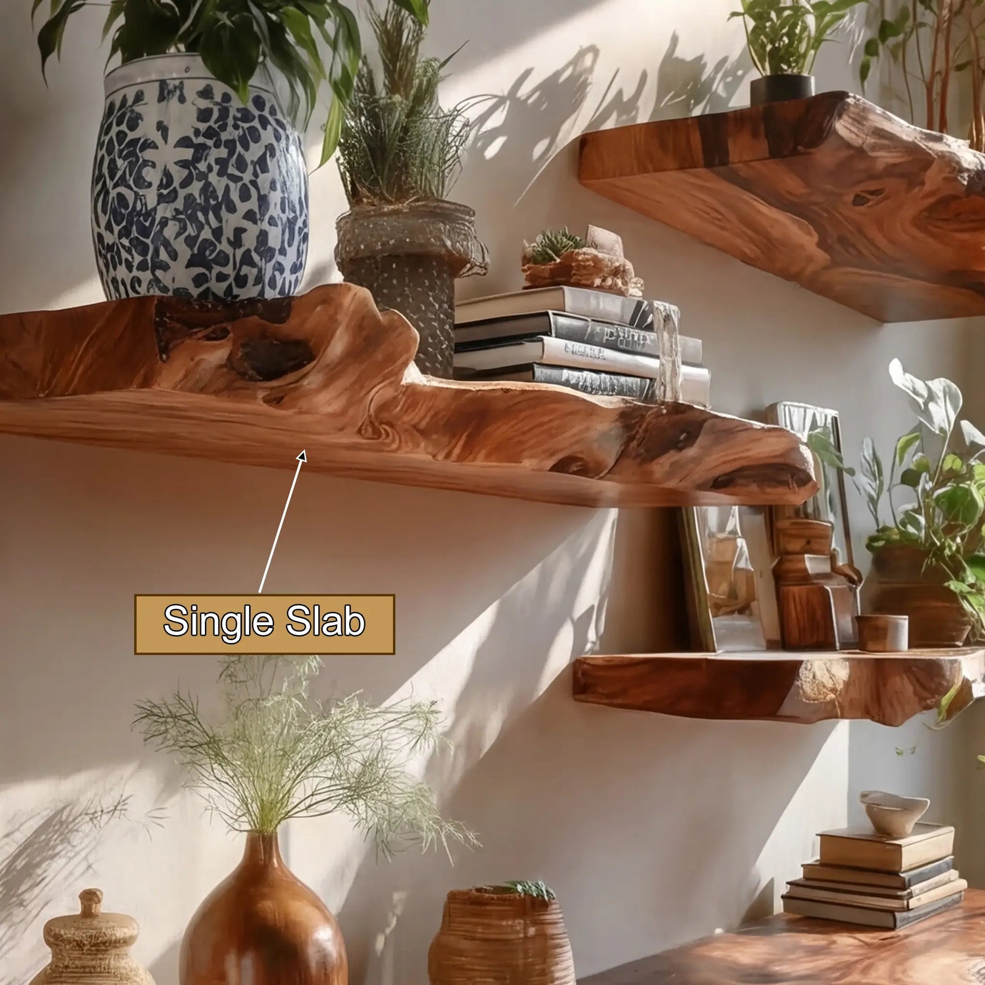 Dravik Live Edge Solid Wood Floating Shelf SPA300692 Kitchnce