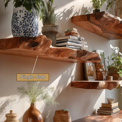 Dravik Live Edge Solid Wood Floating Shelf SPA300692 Kitchnce