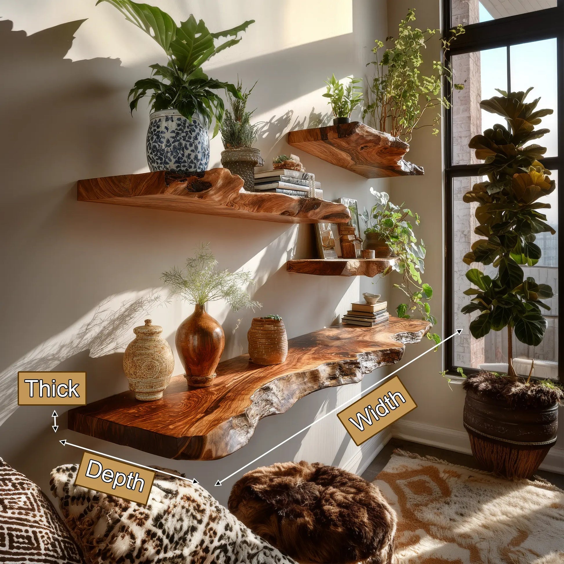 Dravik Live Edge Solid Wood Floating Shelf SPA300692 Kitchnce