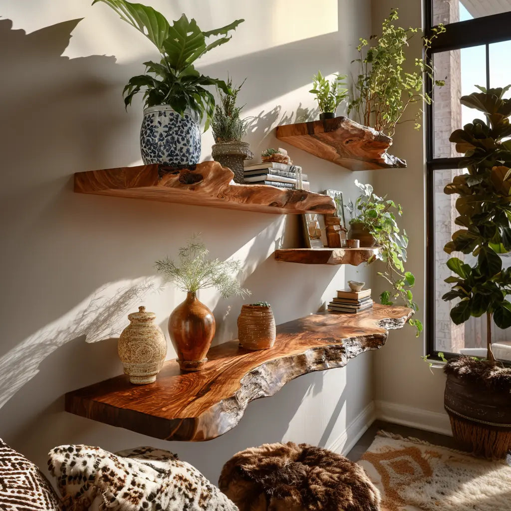 Dravik Live Edge Solid Wood Floating Shelf SPA300692 Kitchnce