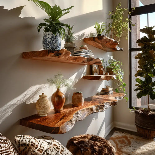 Dravik Live Edge Solid Wood Floating Shelf SPA300692 Kitchnce