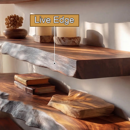 Dravon Live Edge Solid Wood Floating Shelf SPA364642 Kitchnce
