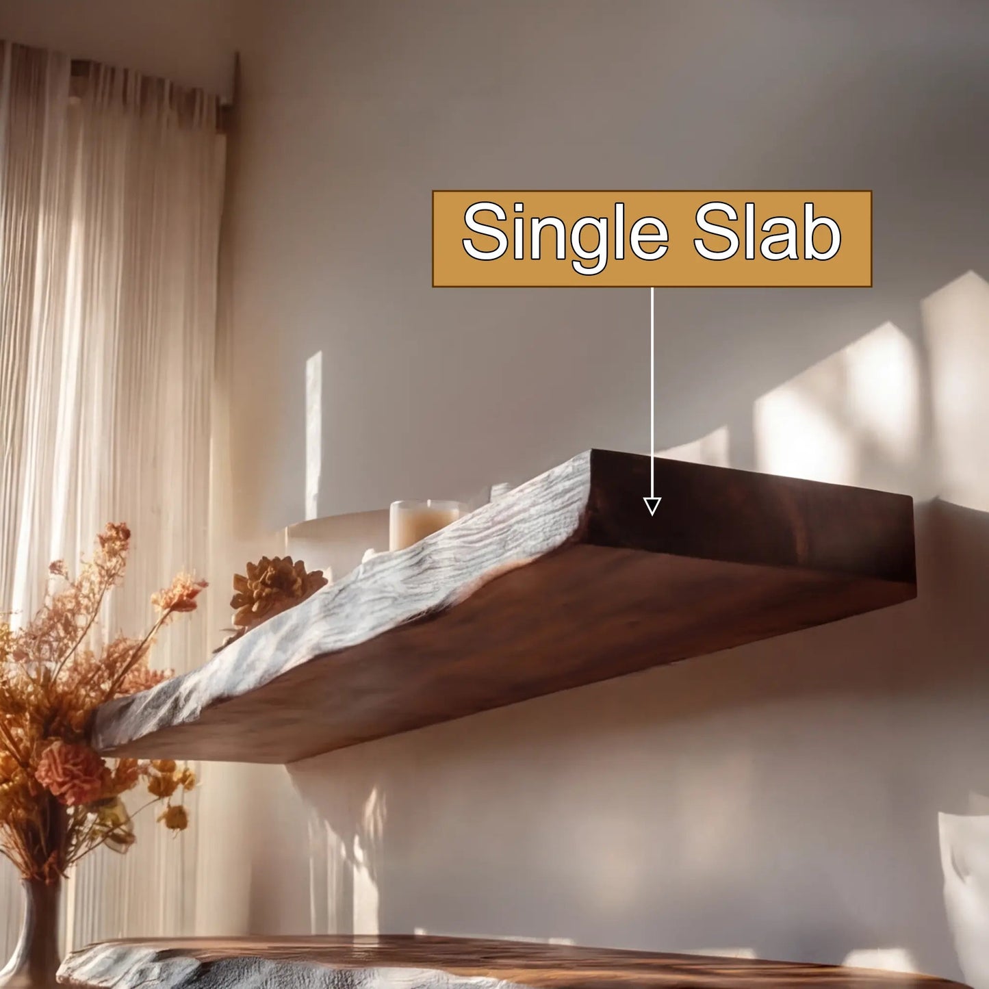 Dravon Live Edge Solid Wood Floating Shelf SPA364642 Kitchnce