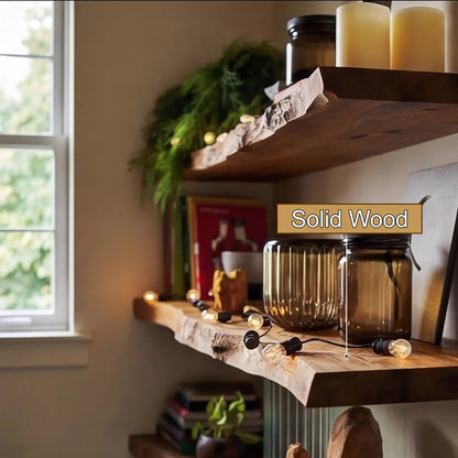 Drevon Live Edge Solid Wood Floating Shelf SPA214865 Kitchnce