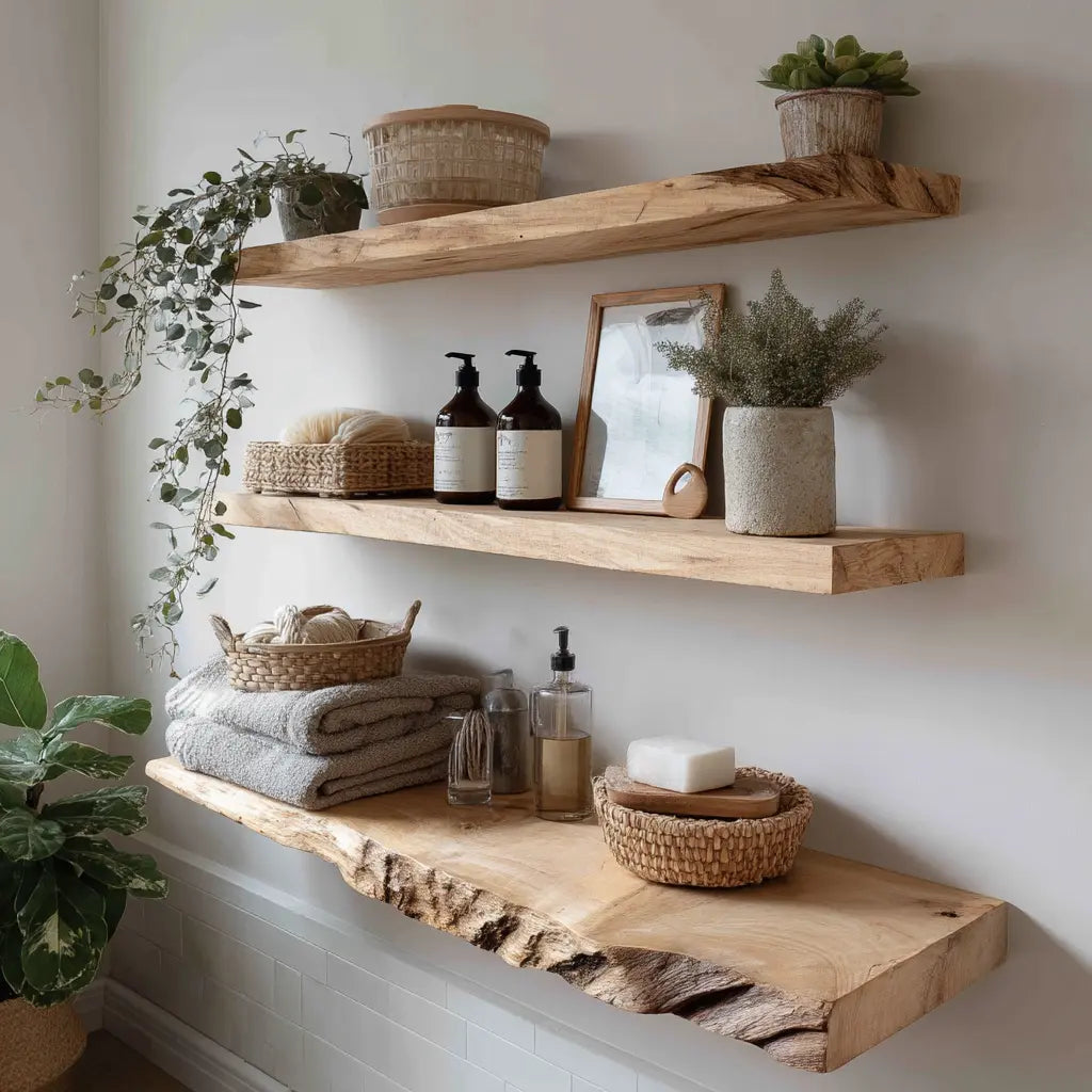 Driftedge Live Edge Solid Wood Floating Shelf Kitchnce