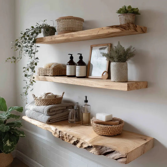 Driftedge Live Edge Solid Wood Floating Shelf Kitchnce