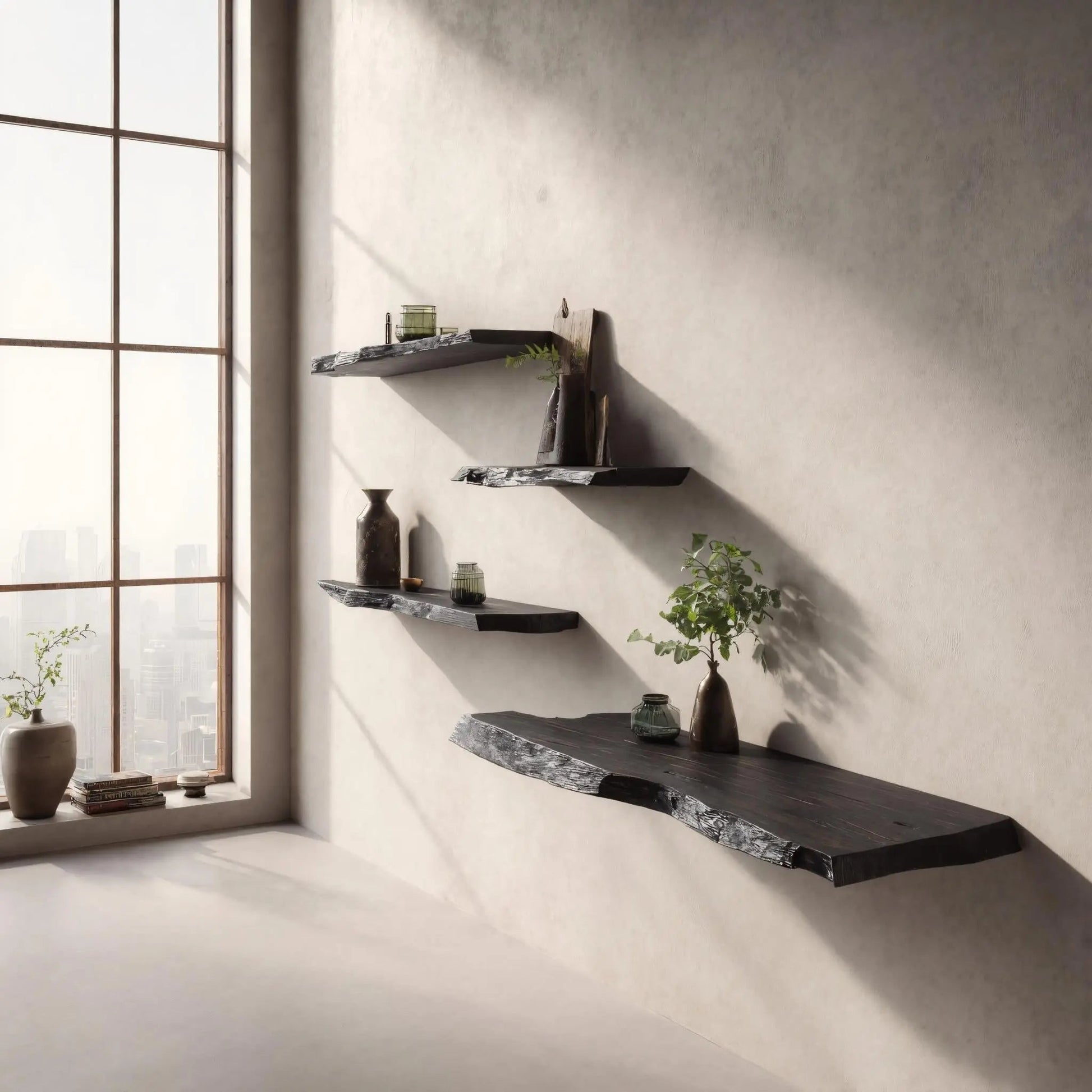 Driftedge Live Edge Solid Wood Floating Shelf Kitchnce