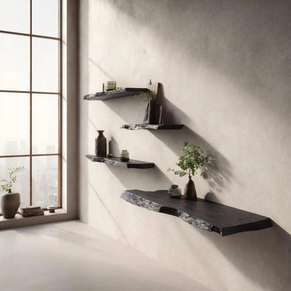 Driftedge Live Edge Solid Wood Floating Shelf Kitchnce