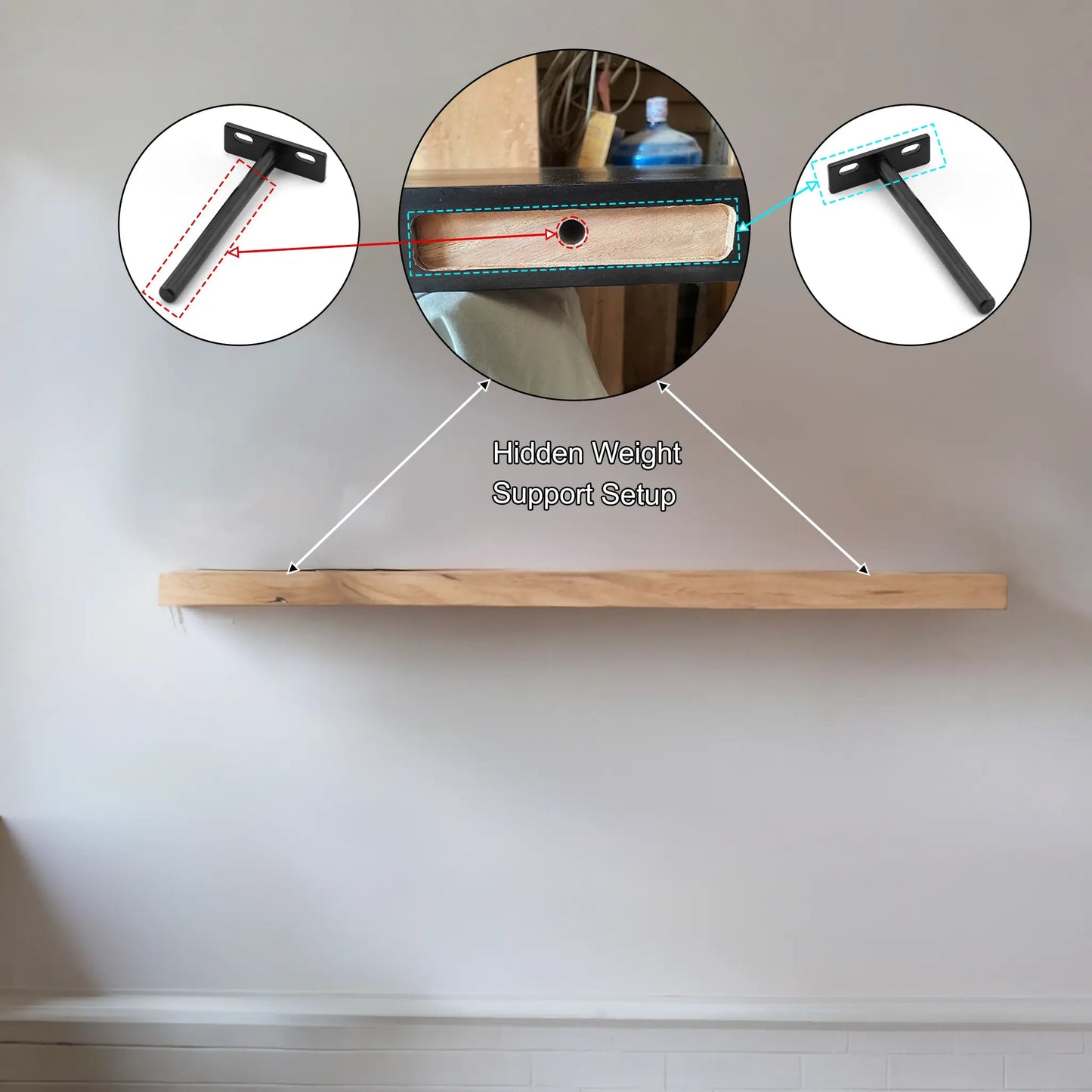 Driftedge Live Edge Solid Wood Floating Shelf Kitchnce