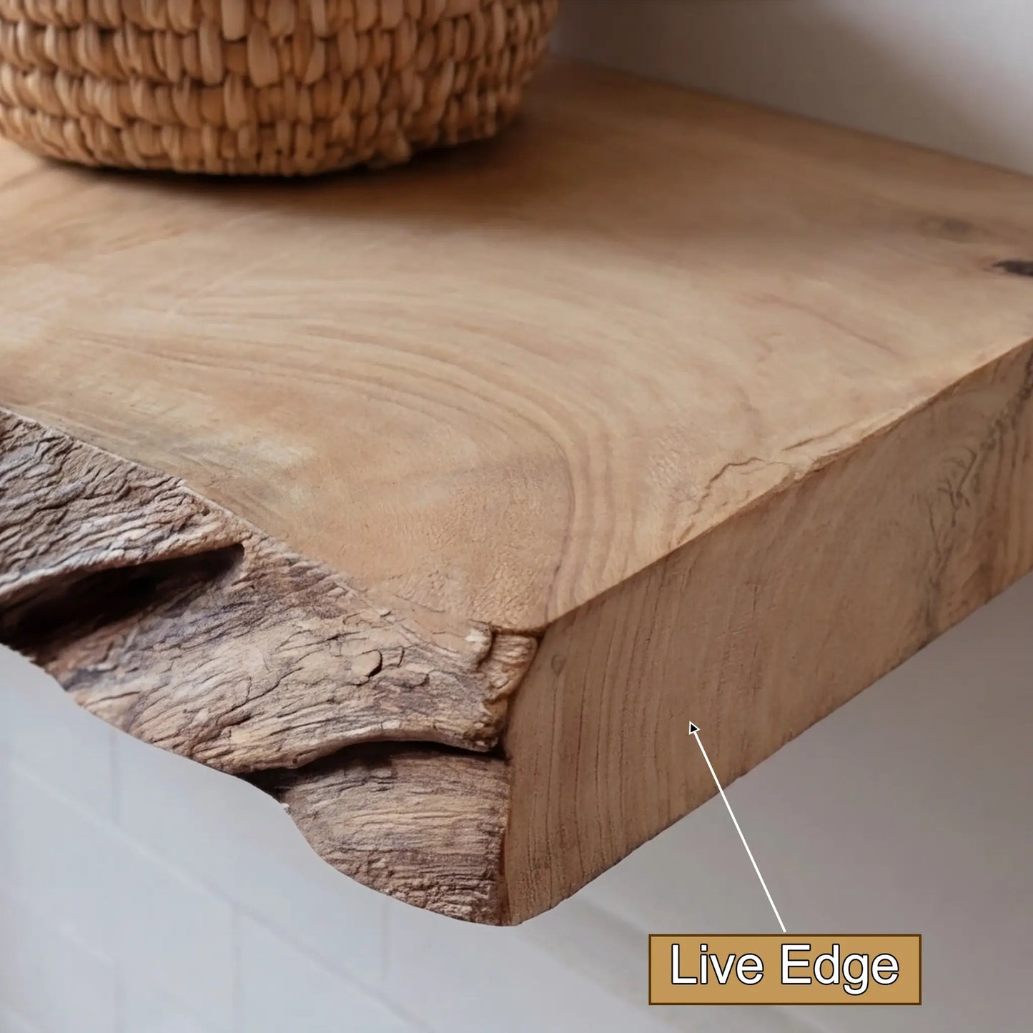 Driftedge Live Edge Solid Wood Floating Shelf Kitchnce