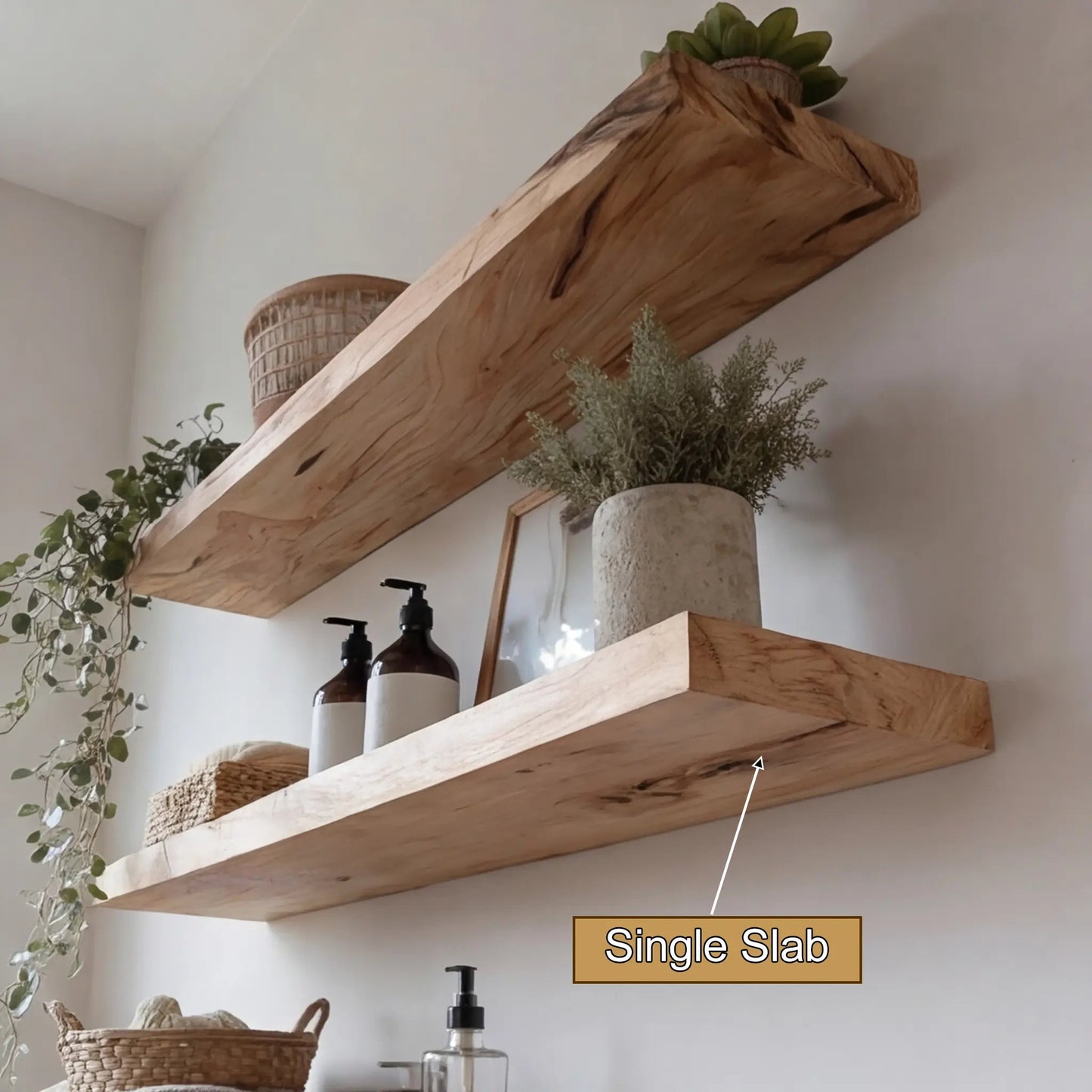 Driftedge Live Edge Solid Wood Floating Shelf Kitchnce