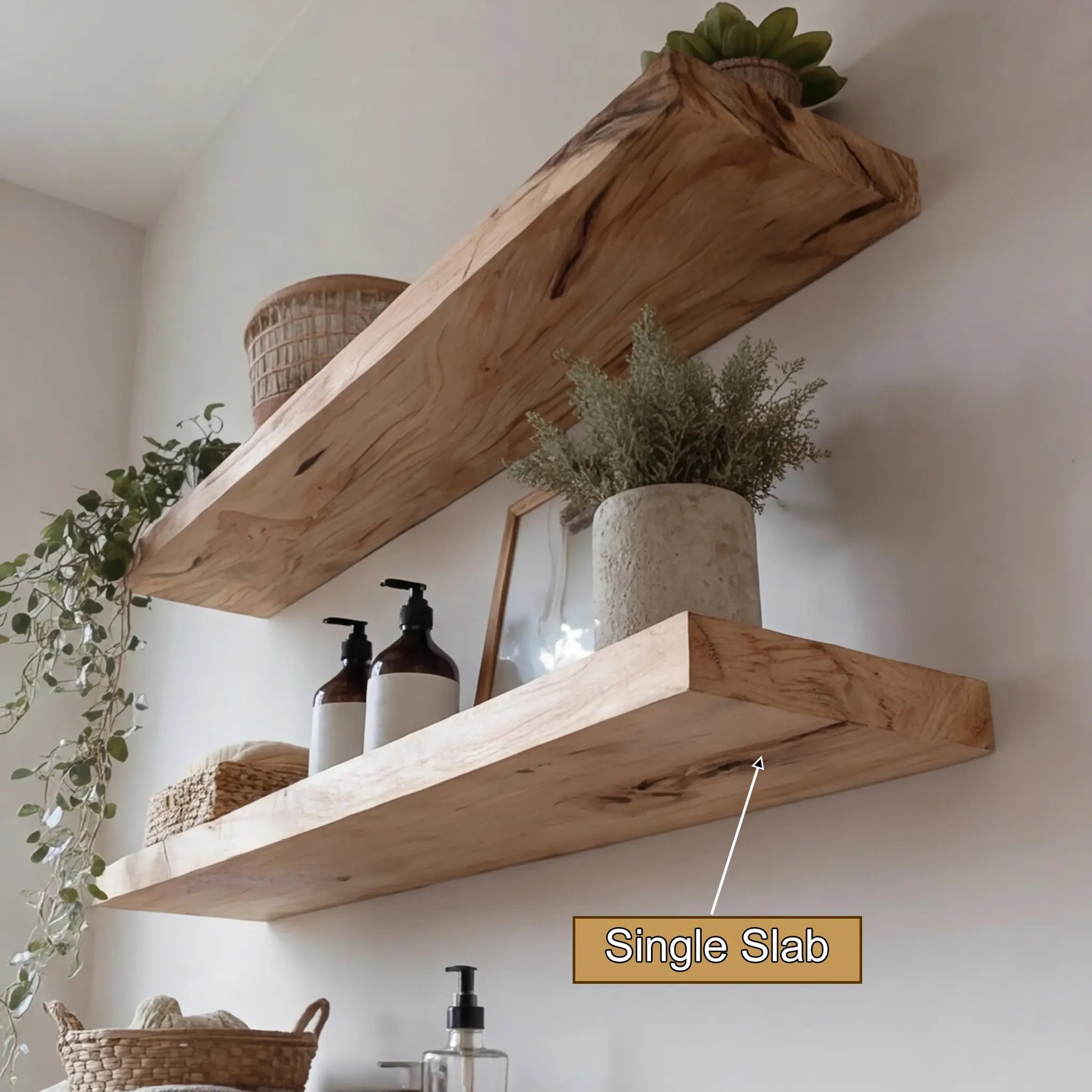 Driftedge Live Edge Solid Wood Floating Shelf Kitchnce
