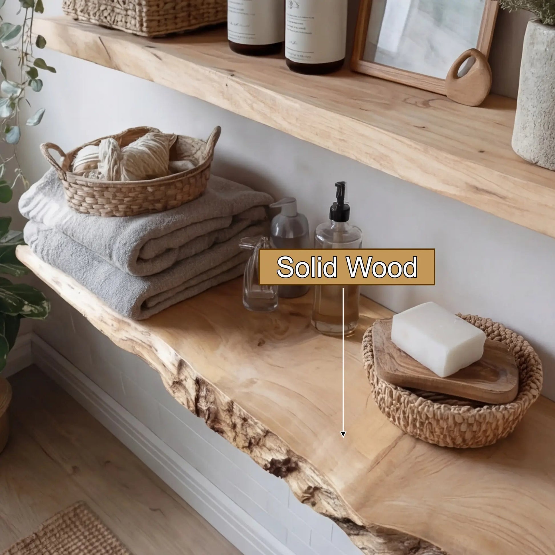 Driftedge Live Edge Solid Wood Floating Shelf Kitchnce