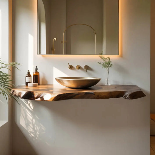 Driftwood Live Edge Wood Floating Bathroom Vanity Kitchnce