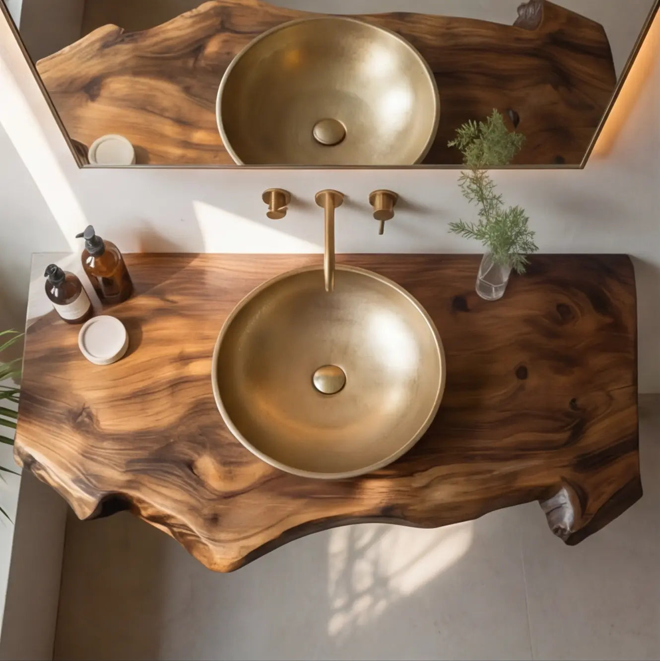Driftwood Live Edge Wood Floating Bathroom Vanity Kitchnce