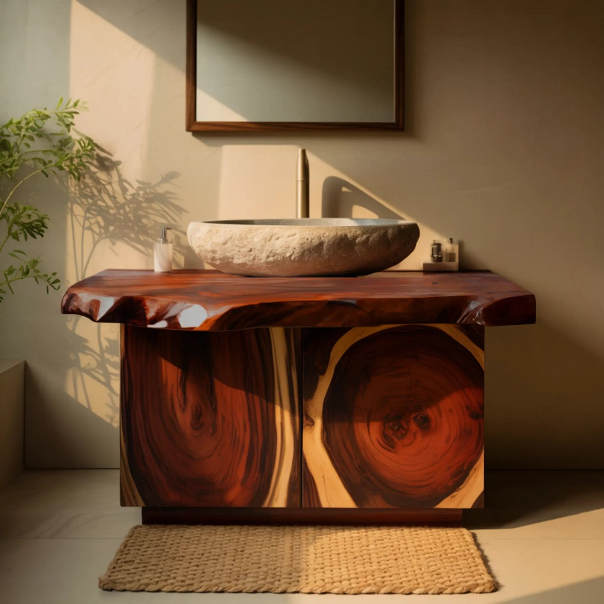 Driftwood Live Edge Wood Floating Bathroom Vanity Kitchnce