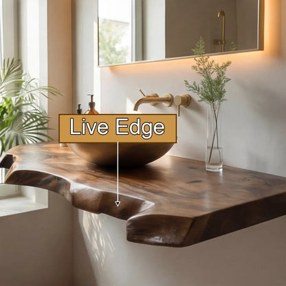 Driftwood Live Edge Wood Floating Bathroom Vanity Kitchnce