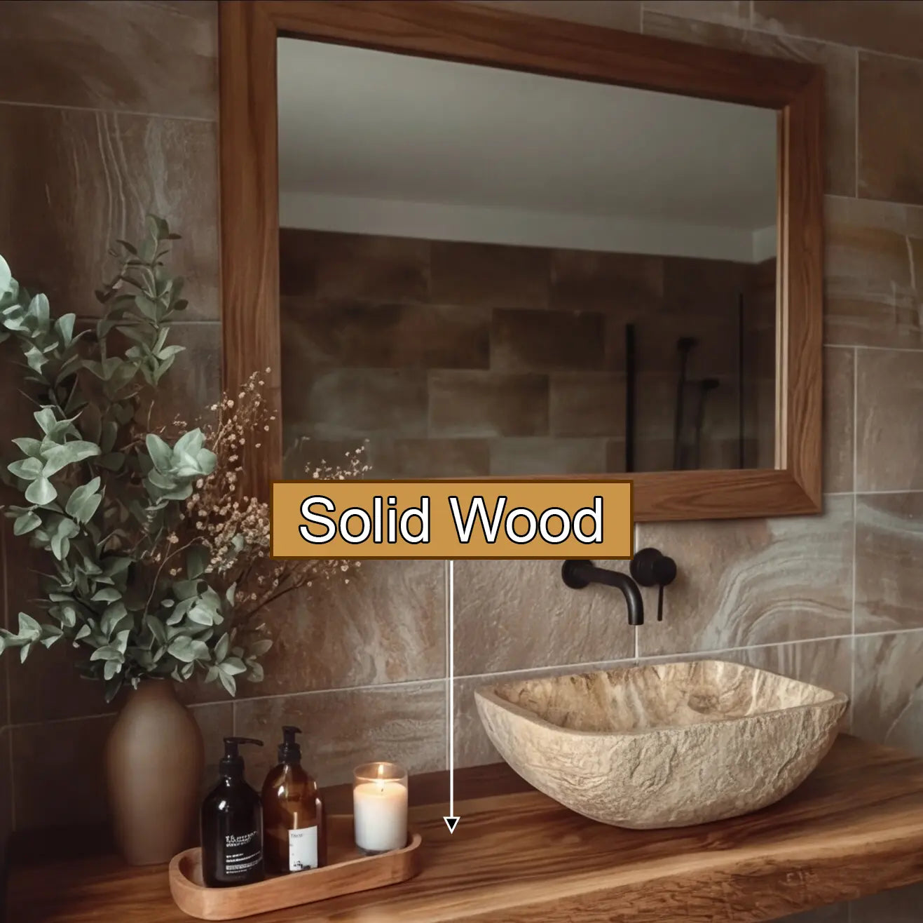 Echra Rustic Handcrafted Solid Wood Floating Bathroom Vanity Slab Kitchnce