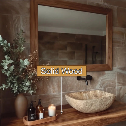 Echra Rustic Handcrafted Solid Wood Floating Bathroom Vanity Slab Kitchnce