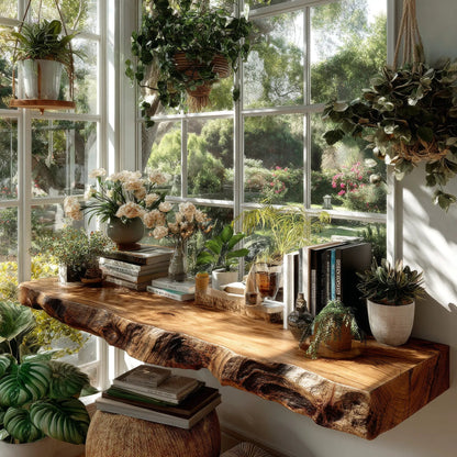 Elarion Live Edge Solid Wood Floating Shelf SPA284713 Kitchnce