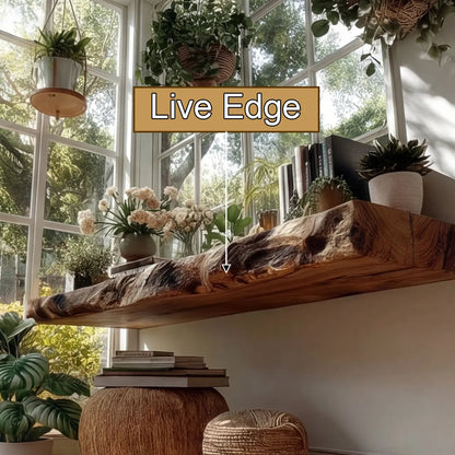 Elarion Live Edge Solid Wood Floating Shelf SPA284713 Kitchnce