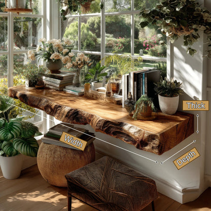 Elarion Live Edge Solid Wood Floating Shelf SPA284713 Kitchnce