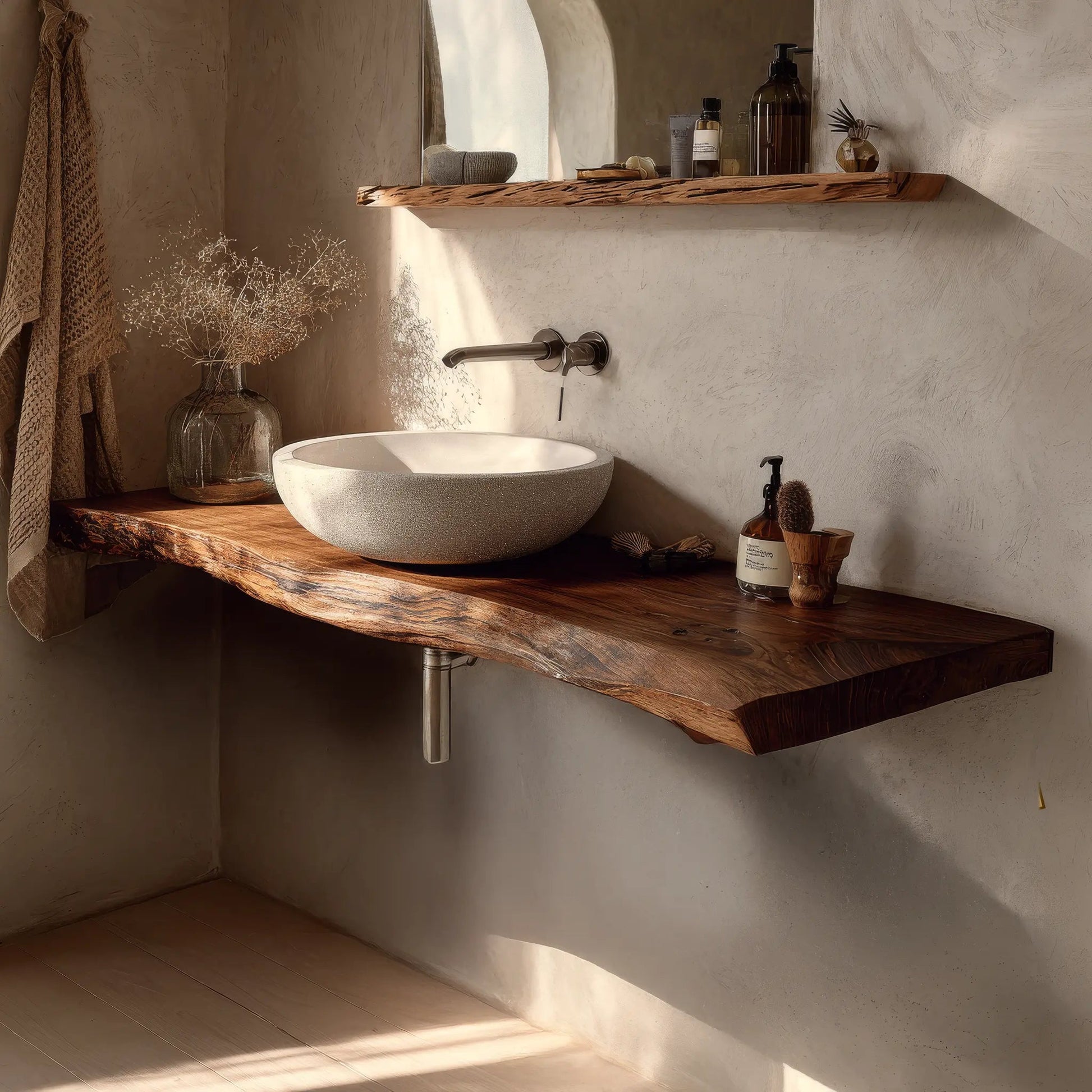 Eldorin Live Edge Solid Wood Floating Bathroom Vanity SPA349624 Kitchnce
