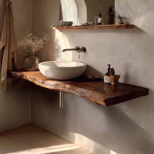 Eldorin Live Edge Solid Wood Floating Bathroom Vanity SPA349624 Kitchnce