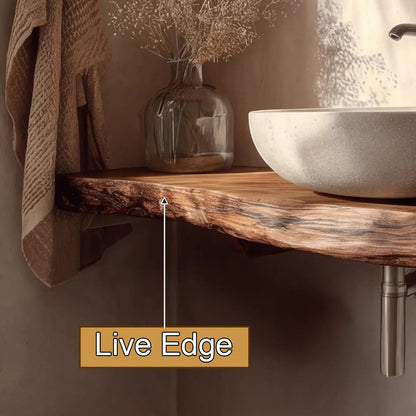 Eldorin Live Edge Solid Wood Floating Bathroom Vanity SPA349624 Kitchnce