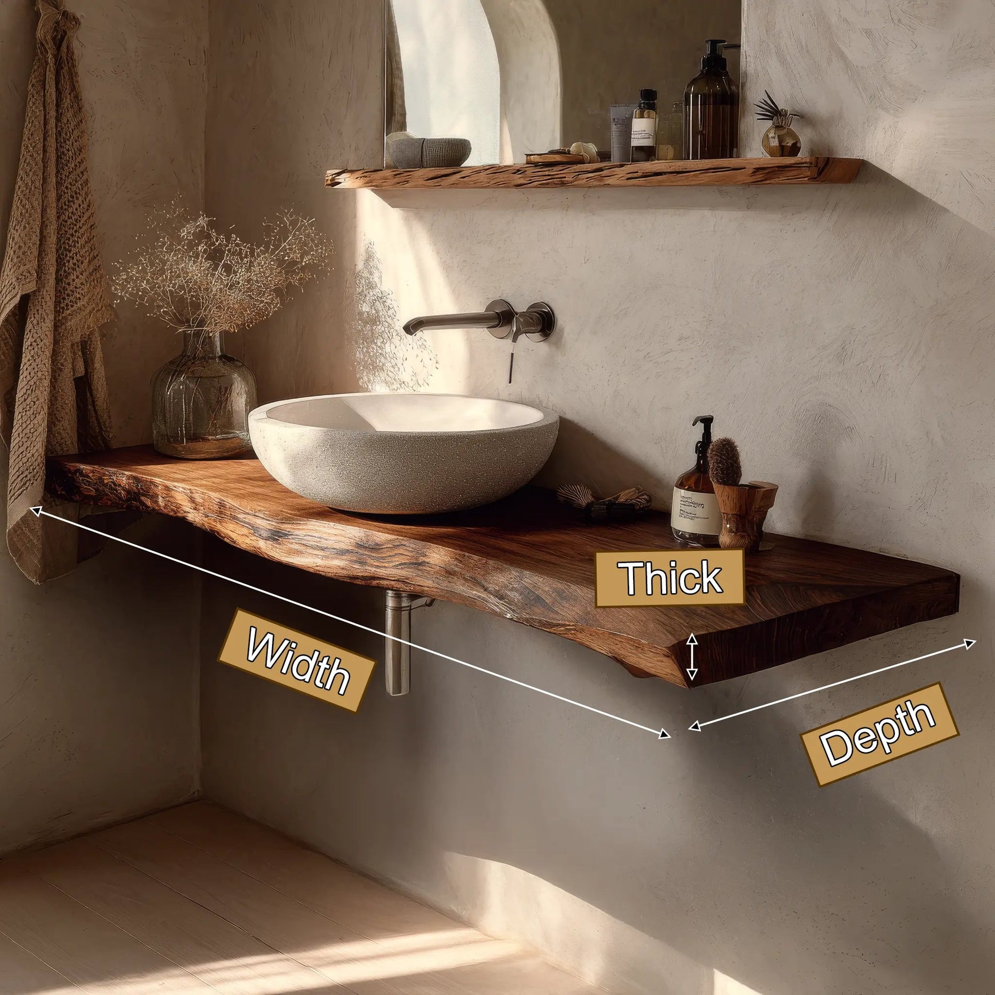 Eldorin Live Edge Solid Wood Floating Bathroom Vanity SPA349624 Kitchnce
