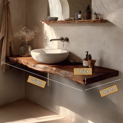 Eldorin Live Edge Solid Wood Floating Bathroom Vanity SPA349624 Kitchnce