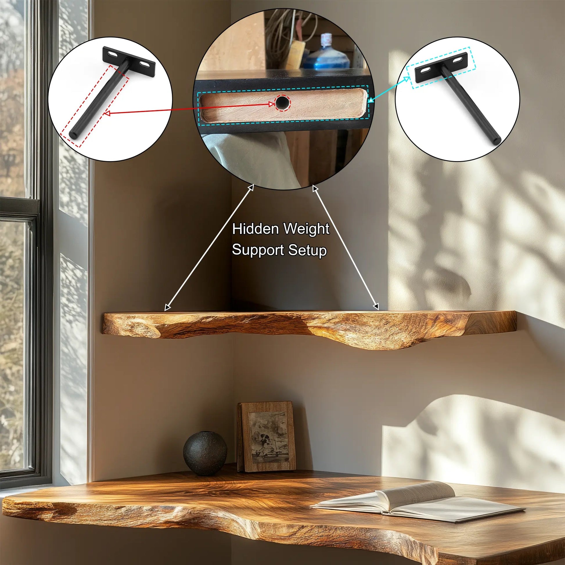 Eldorin Live Edge Solid Wood Floating Shelf SPA852820 Kitchnce