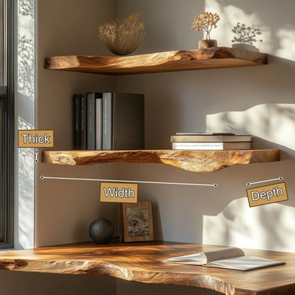 Eldorin Live Edge Solid Wood Floating Shelf SPA852820 Kitchnce