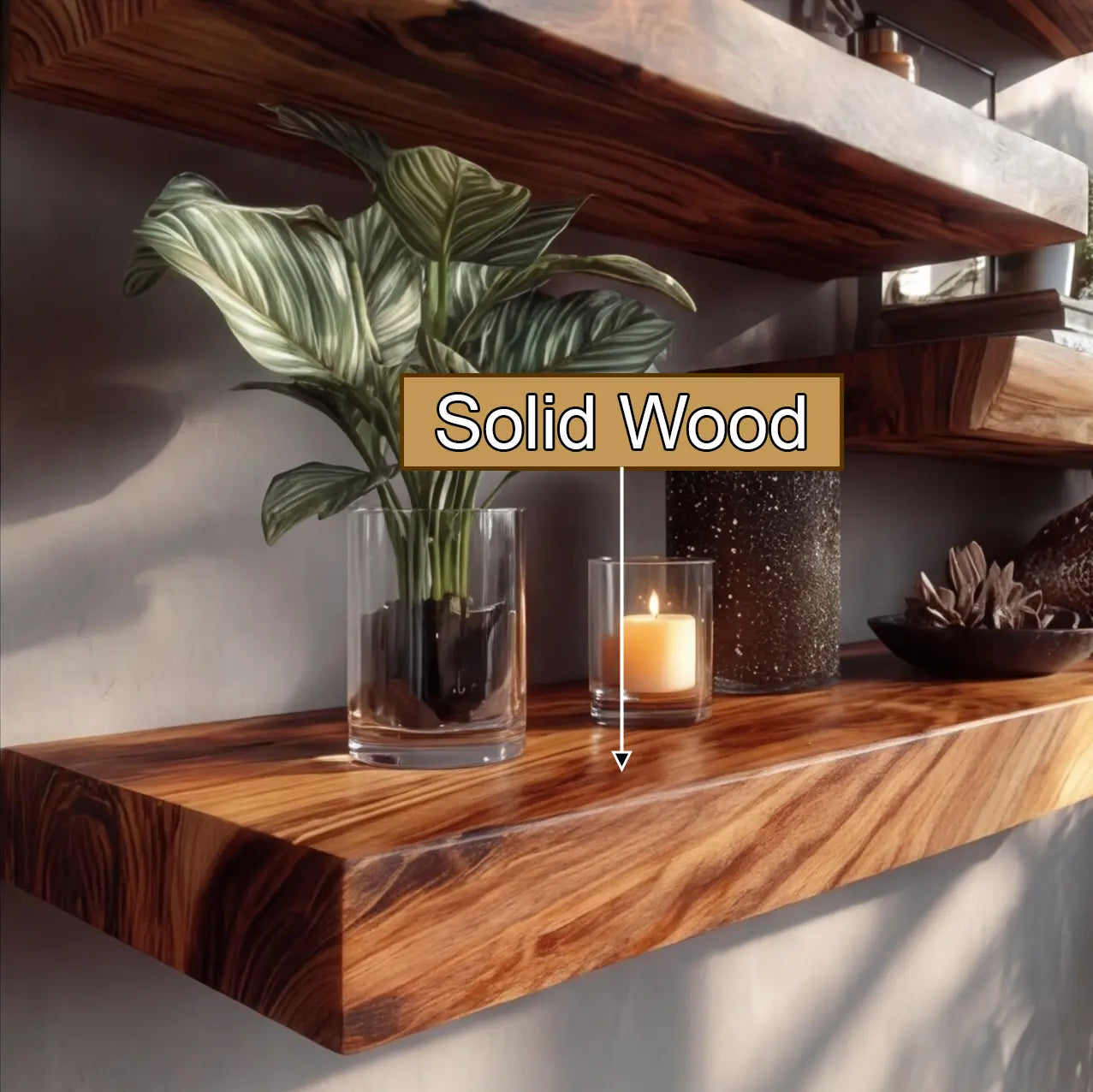 Eldran Live Edge Solid Wood Floating Shelf SPA453121 Kitchnce