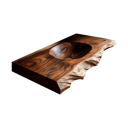 Elowen Live-Edge Wood Floating Bathroom Vanity with Integrated Sink Kitchnce